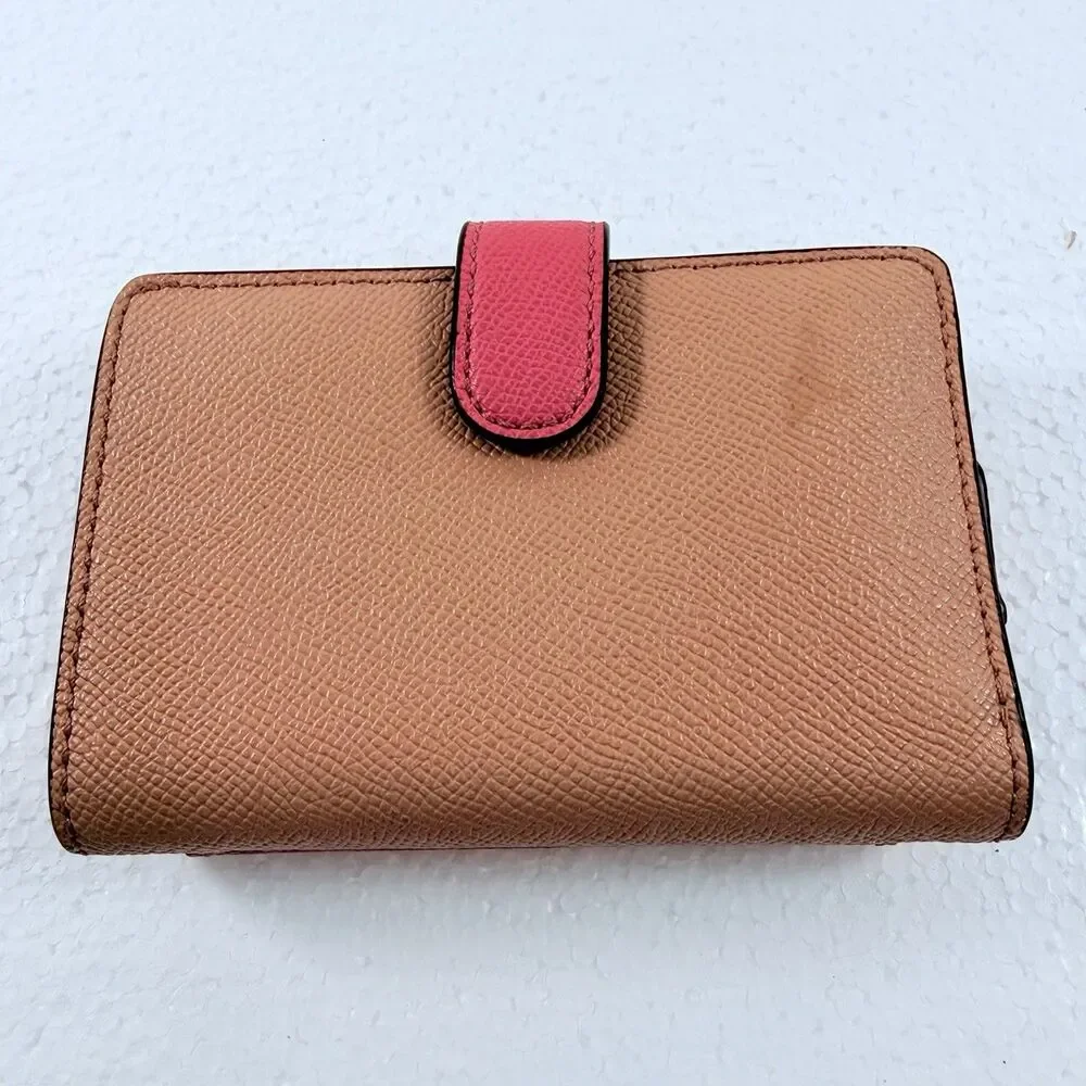 Coach Medium Corner Zip Women's Wallet Pink Red Beige